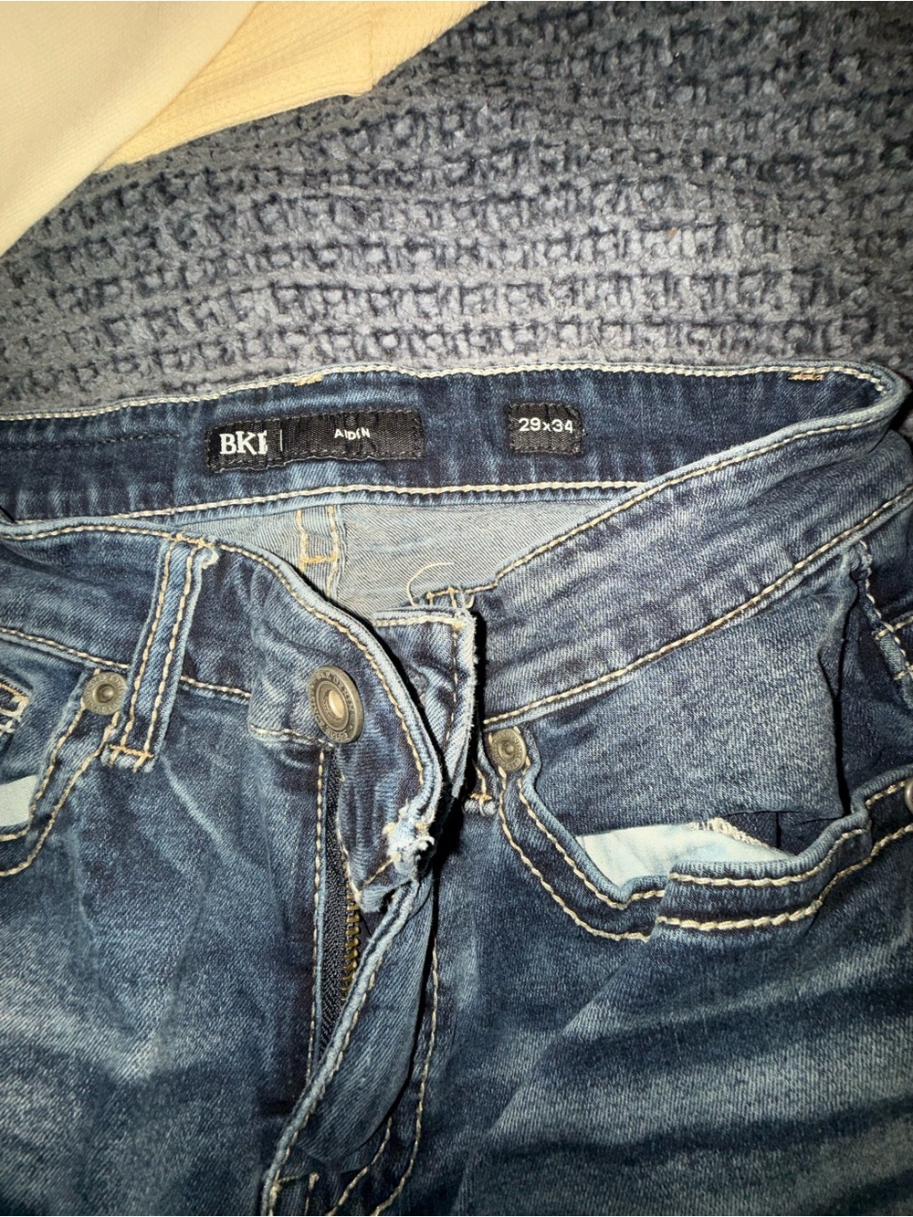 BKE Dark Blue Denim Jeans - Button Fly